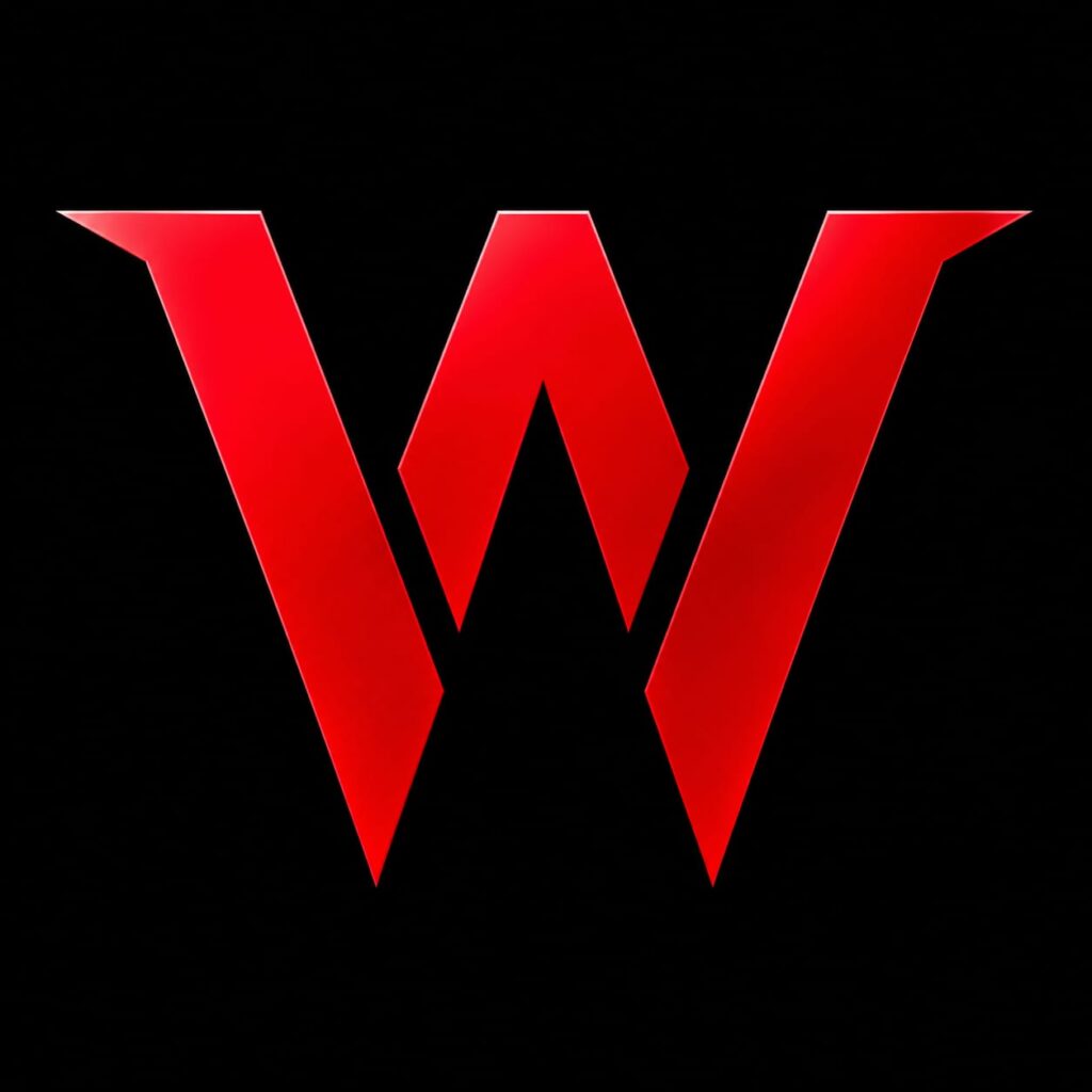 IW7 Game logo featuring a bold red stylized letter W on a black background.